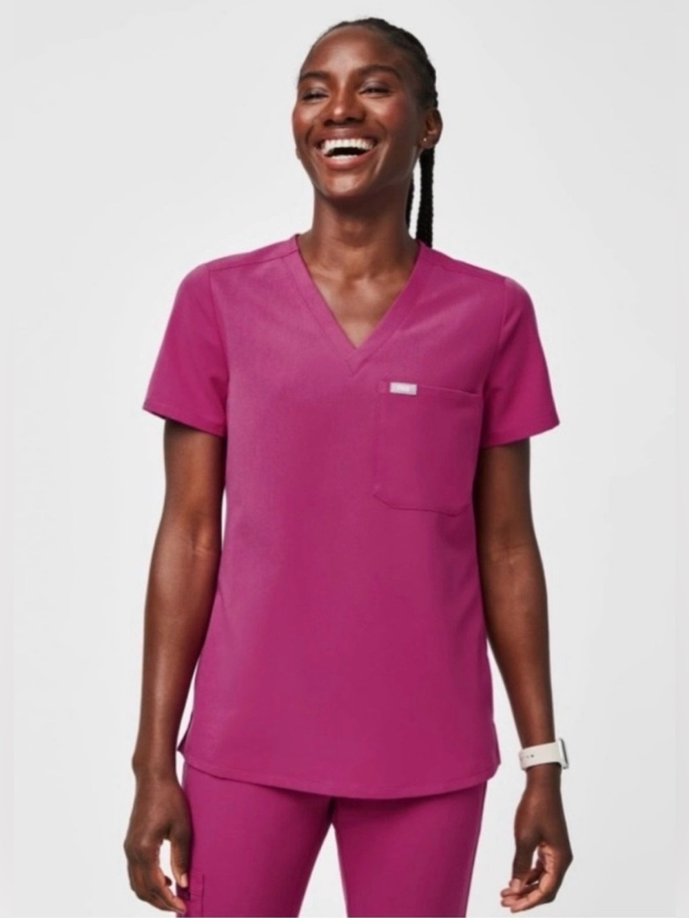Figs Catarina One-Pocket Scrub Top in Raspberry Sorbet Size XS EUC